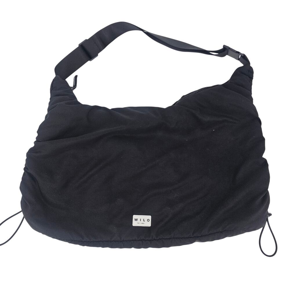Wilo The Label Black ruched sling bag Shoulder Bag Purse Slouchy Athleisure